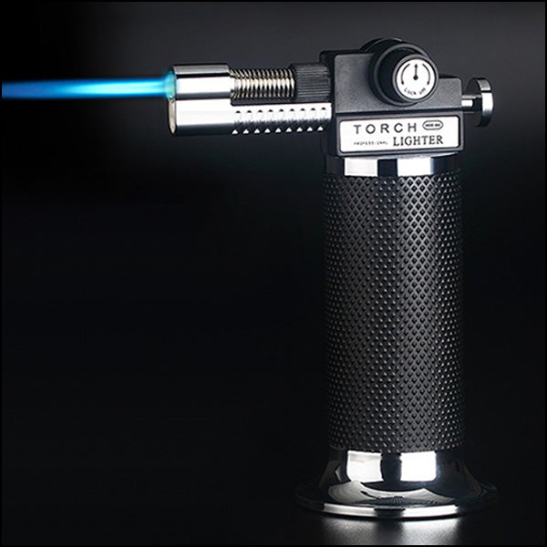 Professional Black Torch Lighter with Textured Grip