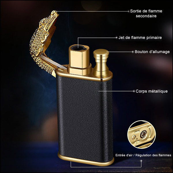 Black and Gold Crocodile Head Lighter
