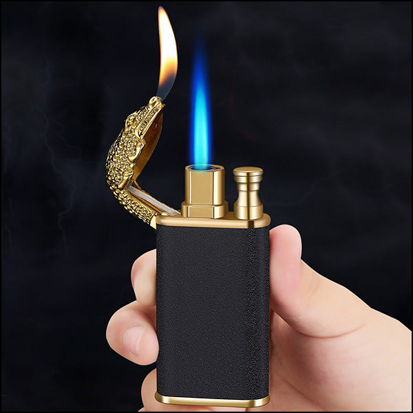 Black and Gold Crocodile Head Lighter