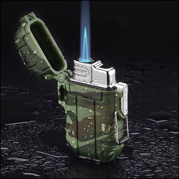 Rugged Green Camo Arc Lighter with Clip