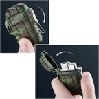Rugged Green Camo Arc Lighter with Clip