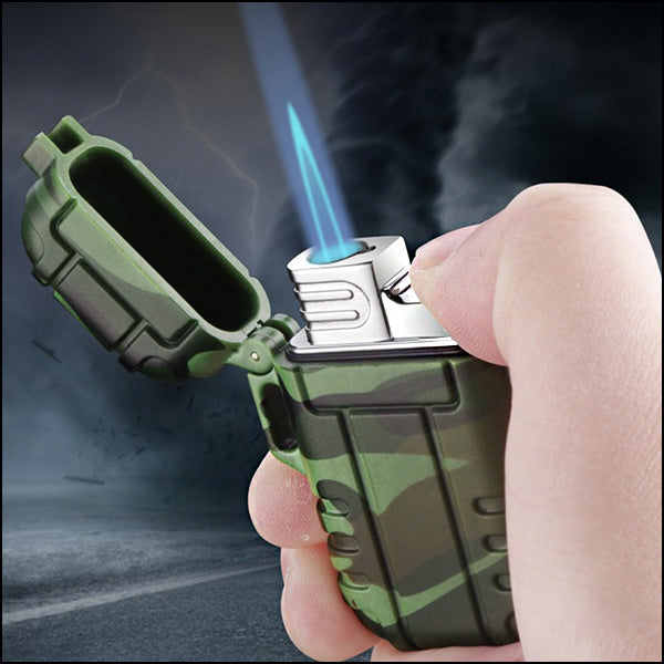 Rugged Green Camo Arc Lighter with Clip