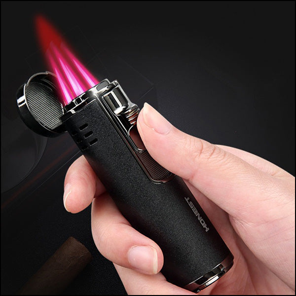 Sleek Matte Black Torch Lighter with Chrome Accents