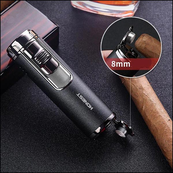 Sleek Matte Black Torch Lighter with Chrome Accents