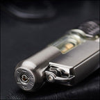 Gunmetal Metal Torch Lighter with Clear Fuel Window