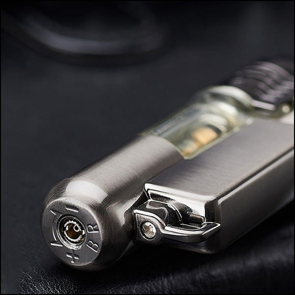 Gunmetal Metal Torch Lighter with Clear Fuel Window