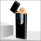 Black Slim Electric Lighter with Gold Accent and LED