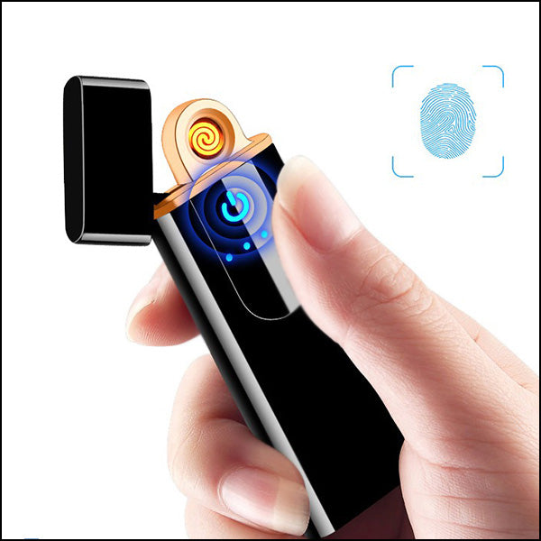 Black Slim Electric Lighter with Gold Accent and LED