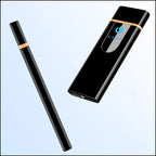 Black Slim Electric Lighter with Gold Accent and LED
