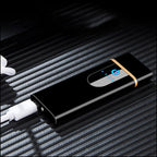 Black Slim Electric Lighter with Gold Accent and LED