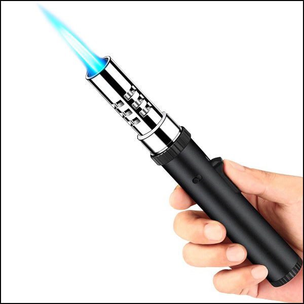 Slim Black & Chrome Refillable Butane Lighter