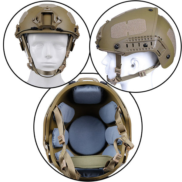 Tan Fast Style Tactical Helmet with Side Rails