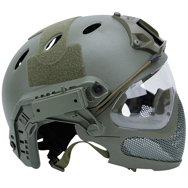 Olive Green Tactical Helmet with Full Face Protection