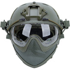 Olive Green Tactical Helmet with Full Face Protection