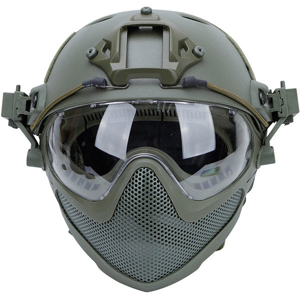 Olive Green Tactical Helmet with Full Face Protection