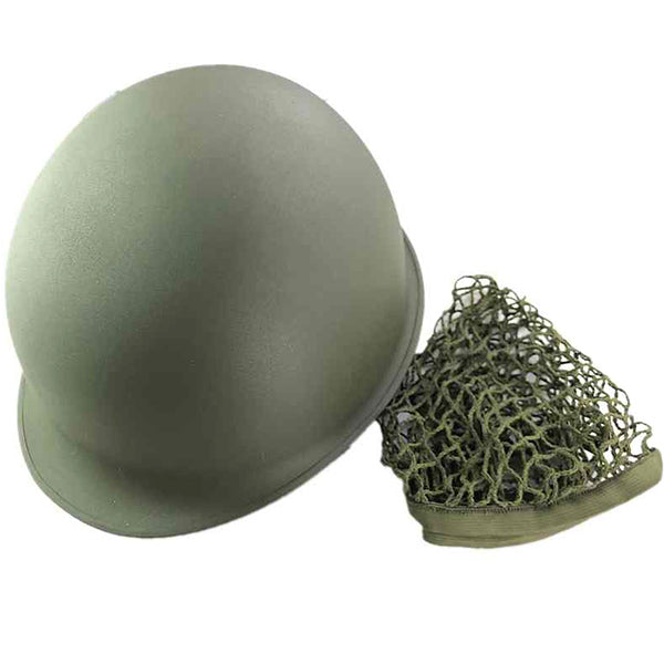 Vintage Olive Green M1 Military Helmet with Net