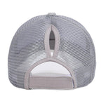 Light Grey Camo Mesh Ponytail Baseball Cap