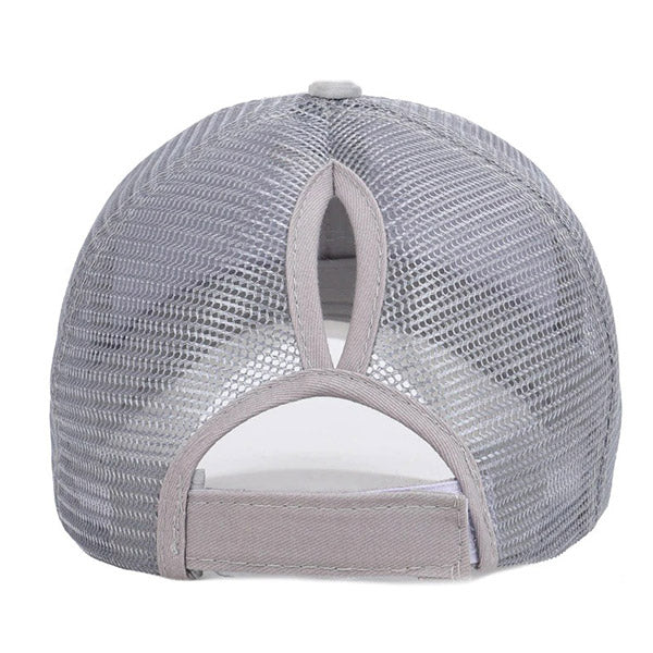 Light Grey Camo Mesh Ponytail Baseball Cap