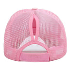 Women's Pink Camo Mesh Ponytail Baseball Cap