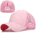 Pink Camouflage Cap with Ponytail