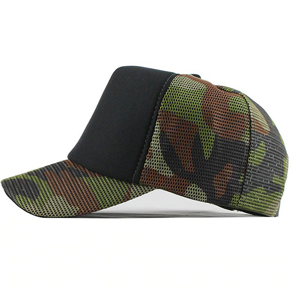 Unisex Camo Mesh Trucker Cap with Black Front