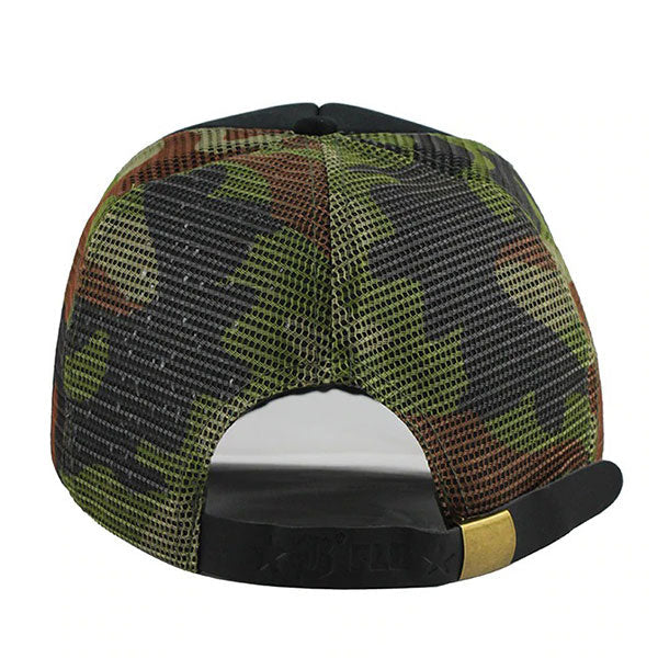 Unisex Camo Mesh Trucker Cap with Black Front