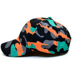 Vibrant Camo Baseball Cap with Orange and Teal