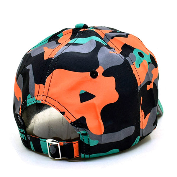 Vibrant Camo Baseball Cap with Orange and Teal