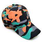 Vibrant Camo Baseball Cap with Orange and Teal