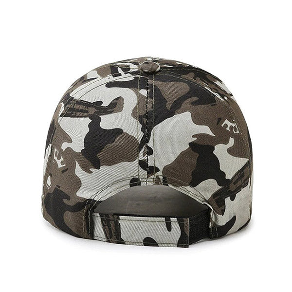 Grey Camo Star Print Cotton Baseball Cap