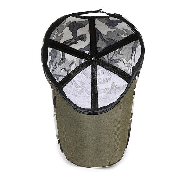 Grey Camo Star Print Cotton Baseball Cap