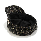 Black Gold Tweed Newsboy Cap with Gold Chain