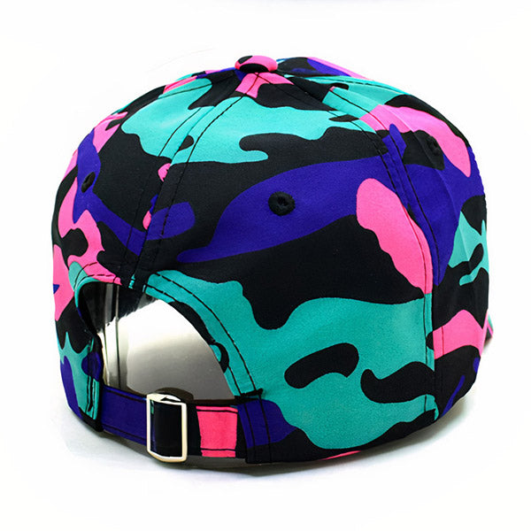 Neon Camo Baseball Cap in Pink Purple Teal