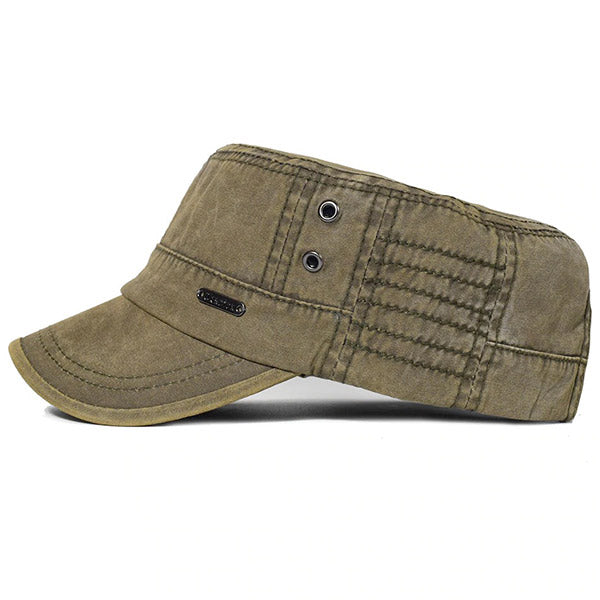 Men's Distressed Olive Green Cotton Cadet Cap