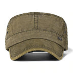 Men's Distressed Olive Green Cotton Cadet Cap