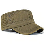 Men's Distressed Olive Green Cotton Cadet Cap