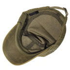Men's Distressed Olive Green Cotton Cadet Cap