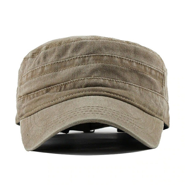 Vintage Washed Khaki Cotton Cadet Cap