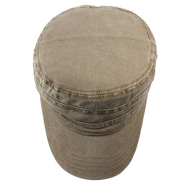 Vintage Washed Khaki Cotton Cadet Cap