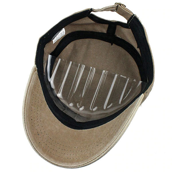 Vintage Washed Khaki Cotton Cadet Cap