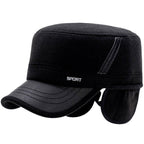Black Sport Cadet Cap with Faux Leather Brim