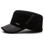 Black Sport Cadet Cap with Faux Leather Brim