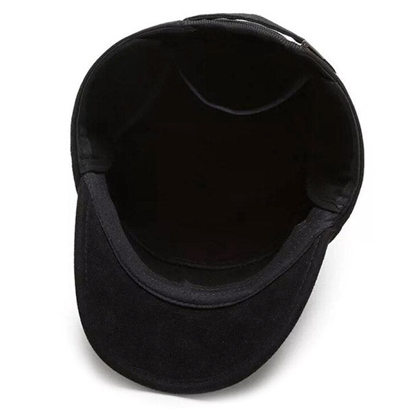 Black Sport Cadet Cap with Faux Leather Brim