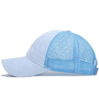 Light Blue Camo Mesh Trucker Hat with Ponytail Slot