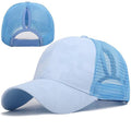 Blue Camouflage Cap with Ponytail