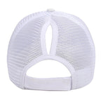 White Mesh Ponytail Trucker Hat