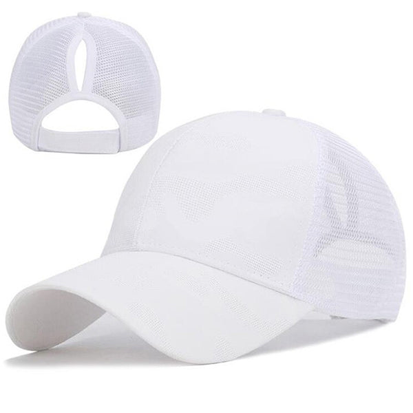 White Camouflage Cap with Ponytail