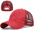 Red Camouflage Cap with Ponytail