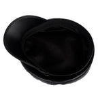Black Faux Leather Baker Boy Cap