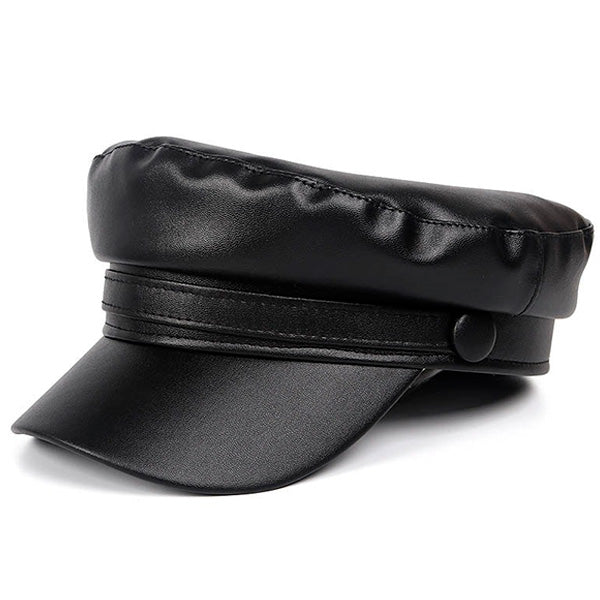 Women's Faux Leather Military Cap